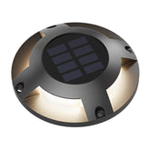 ledscom.de Bunso LED Solar Floor Light for Outdoor Use, IP65, Aluminium, Round, 120 mm Diameter, Warm White, Patio, Motion Sensor, Garden Decoration, Garden, Outdoor, Ground Spotlight, Garden Lights,